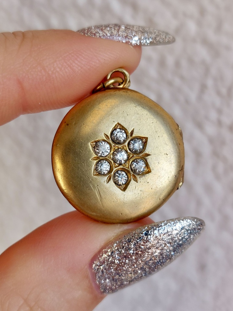 Antique Celestial Locket with Rhinestones
