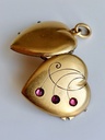 Art Nouveau Heart Locket with three red stones