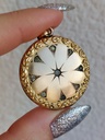 Edwardian Celestial Gold Locket in Repoussé - Monogram AMG - 18k Gold Loop