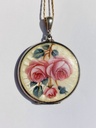 Art Deco Guilloché Enamel Locket with hand-painted Roses