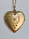 Art Nouveau Heart Locket with Ruby and Sapphire Pastes