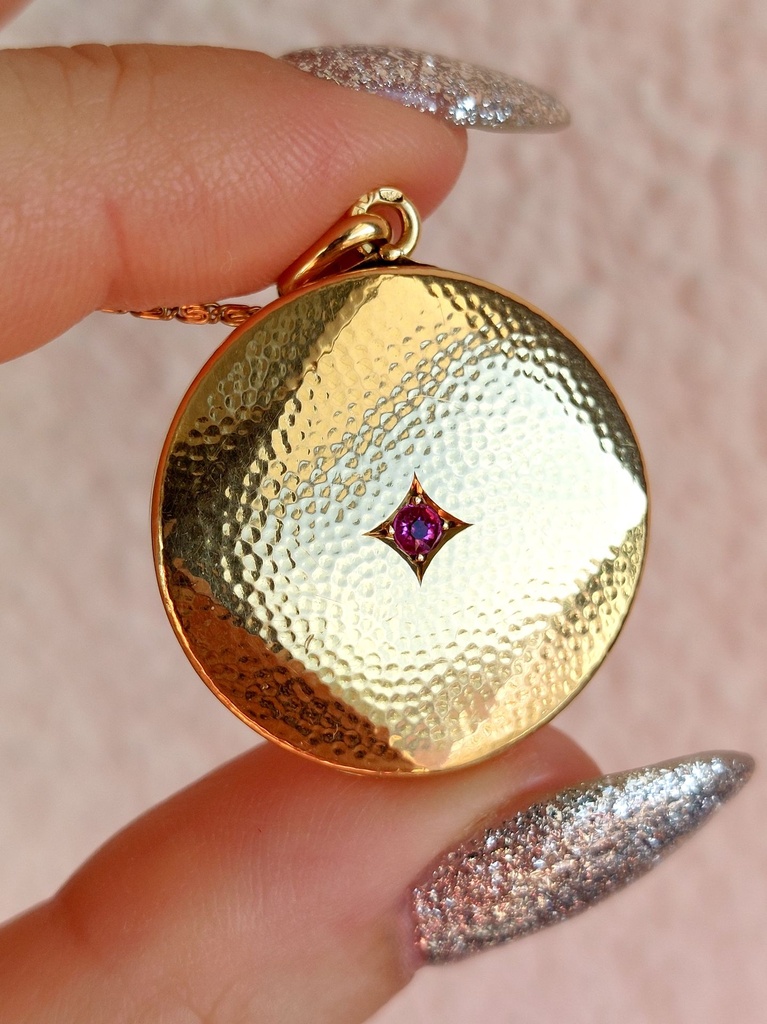 Antique 18k Gold Locket with a Ruby