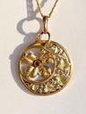 Art Nouveau Clover Pendant: Green Gold Ivy Leaves, French FIX Jewelry
