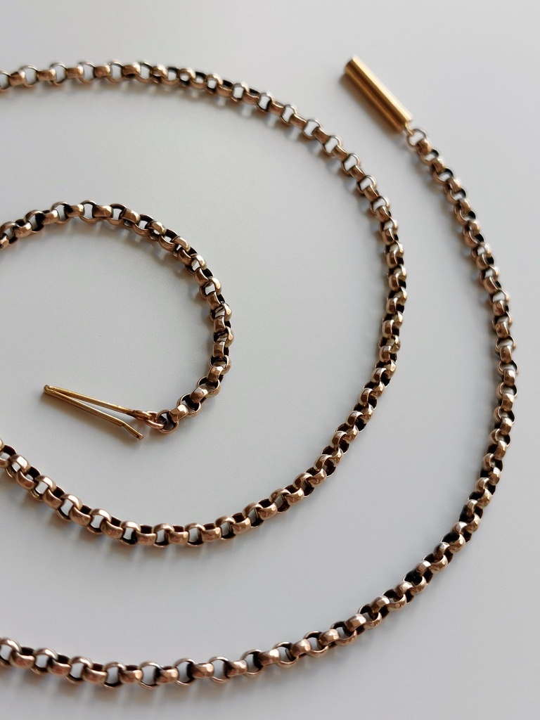 Antique 9k Rose Gold English Belcher Chain with Barrel Clasp - 49cm