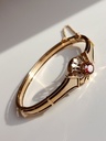 Edwardian 14k Gold Bracelet with a Round Garnet - 14g