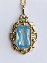 Mid-century Gold Plated Blue Stone Pendant