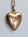 Art Nouveau French Rose Gold Locket with a flower and seed pearls - Brand ORIA