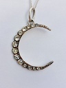 Victorian Moon Silver Pendant with Rhinestones - Brooch conversion