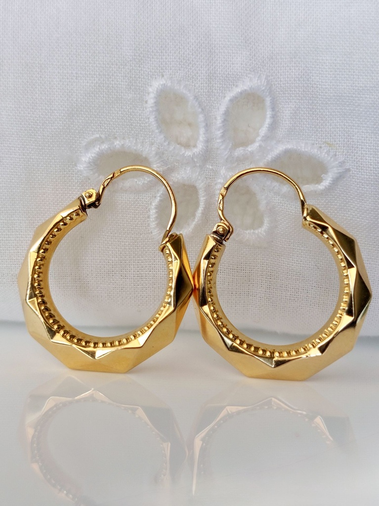Mid-century 18k Gold French Hoop Earrings