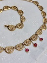 Art Nouveau Draperie French Necklace with Ruby Pastes