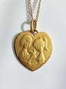 Vintage Matte Gold Amoureux de Peynet French Heart Pendant
