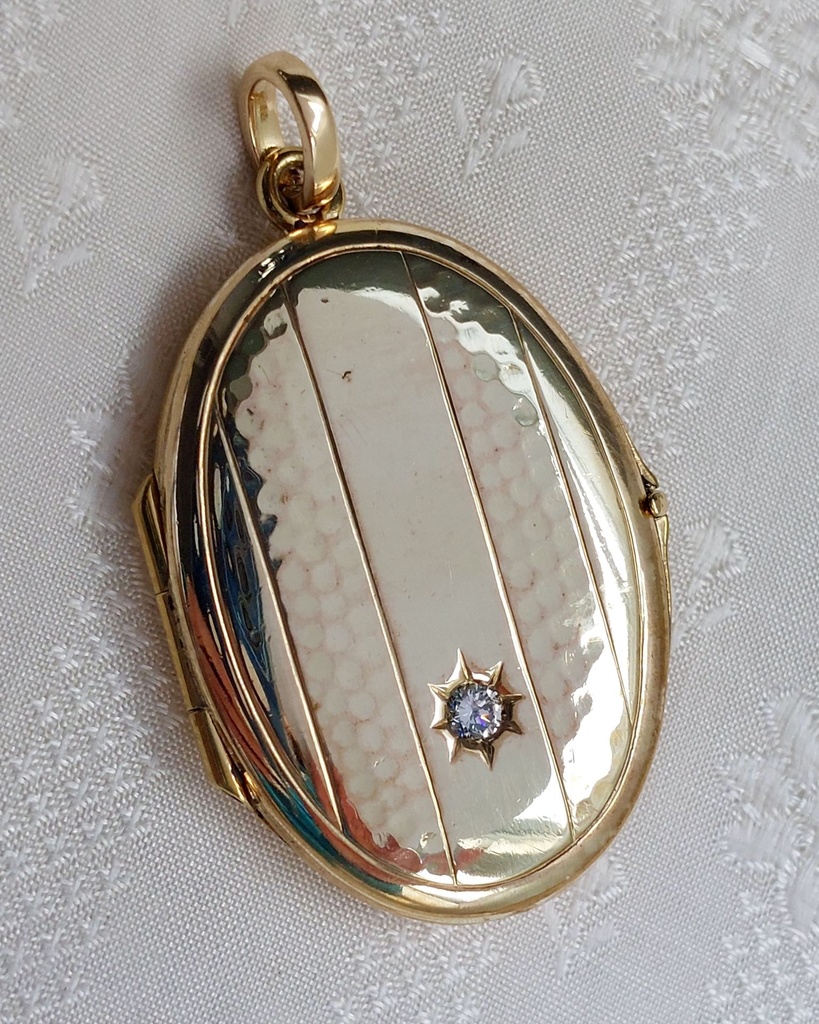 Antique Gold Plated Locket with a new 18k bail and diamond