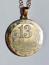 Number 16 - 13 Lucky Pendant with Swallow Birds and Pansy Flowers in yellow gold