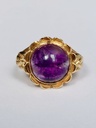 Mid-century 18k Gold Swedish Ring with Natural Amethyst Cabochon
