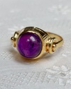 Mid-century 18k Gold Swedish Ring with Dark Purple Amethyst Cabochon