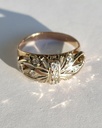 Vintage Soviet 14k two tone gold diamond ring