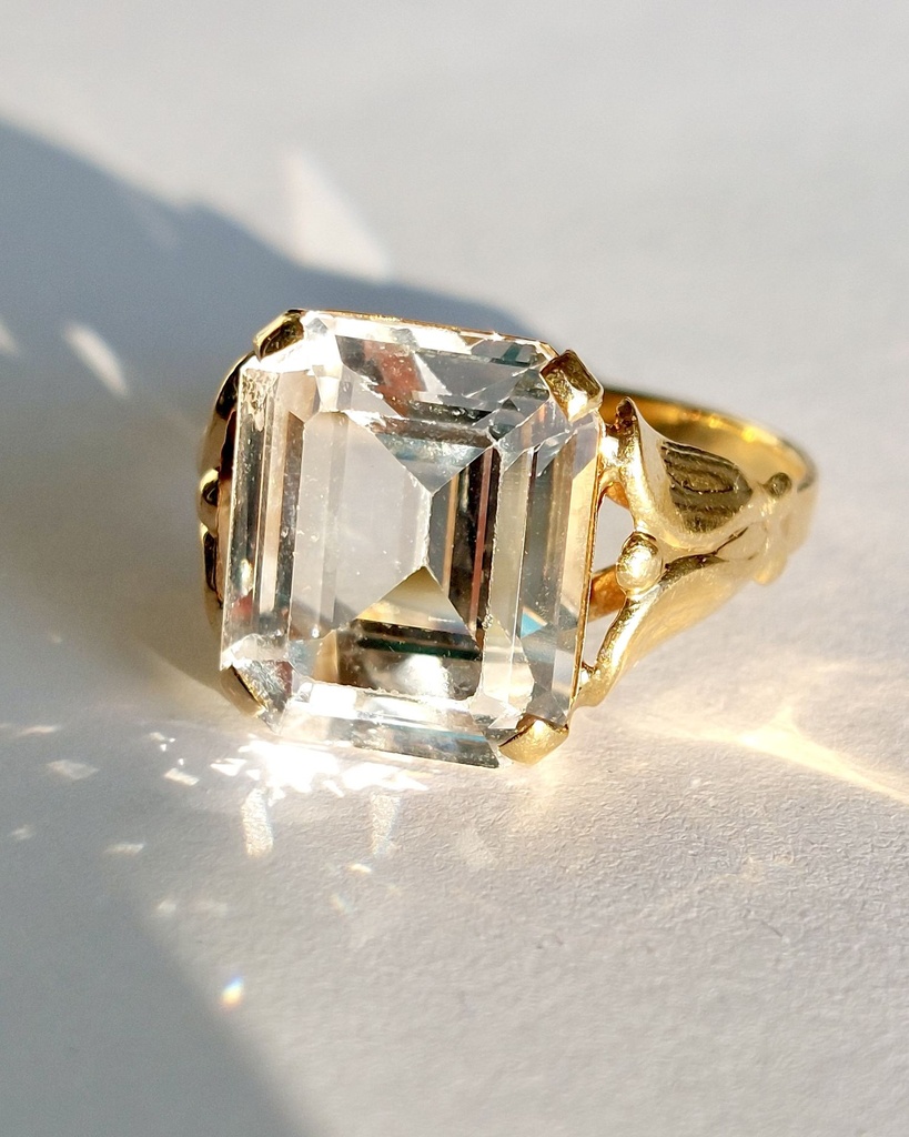 Mid-century 18k Gold Swedish Rock Crystal Ring
