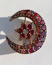 Victorian Moon & Star Brooch with flat and rose-cut Garnets
