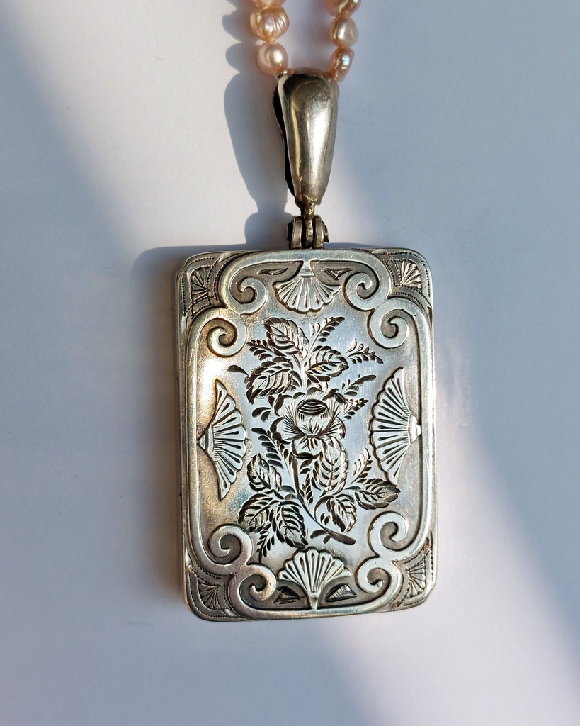 Victorian 1882 Rectangular Silver Locket With Birmingham Hallmarks