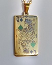 Number 7 - Queen of Spades Engraved Yellow Gold Pendant