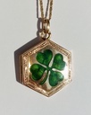 Austro-Hungarian 14k gold four-leaf clover locket with enamel