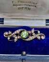 Antique 15k Gold Brooch with Peridot and Seed Pearls