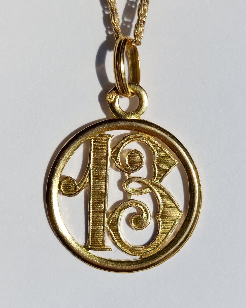 Vintage 18k Gold Lucky 13 Pendant