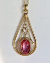 Mid-century drop pendant with a pink stone