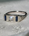 Art Deco 18k white gold Sapphire and Diamond band