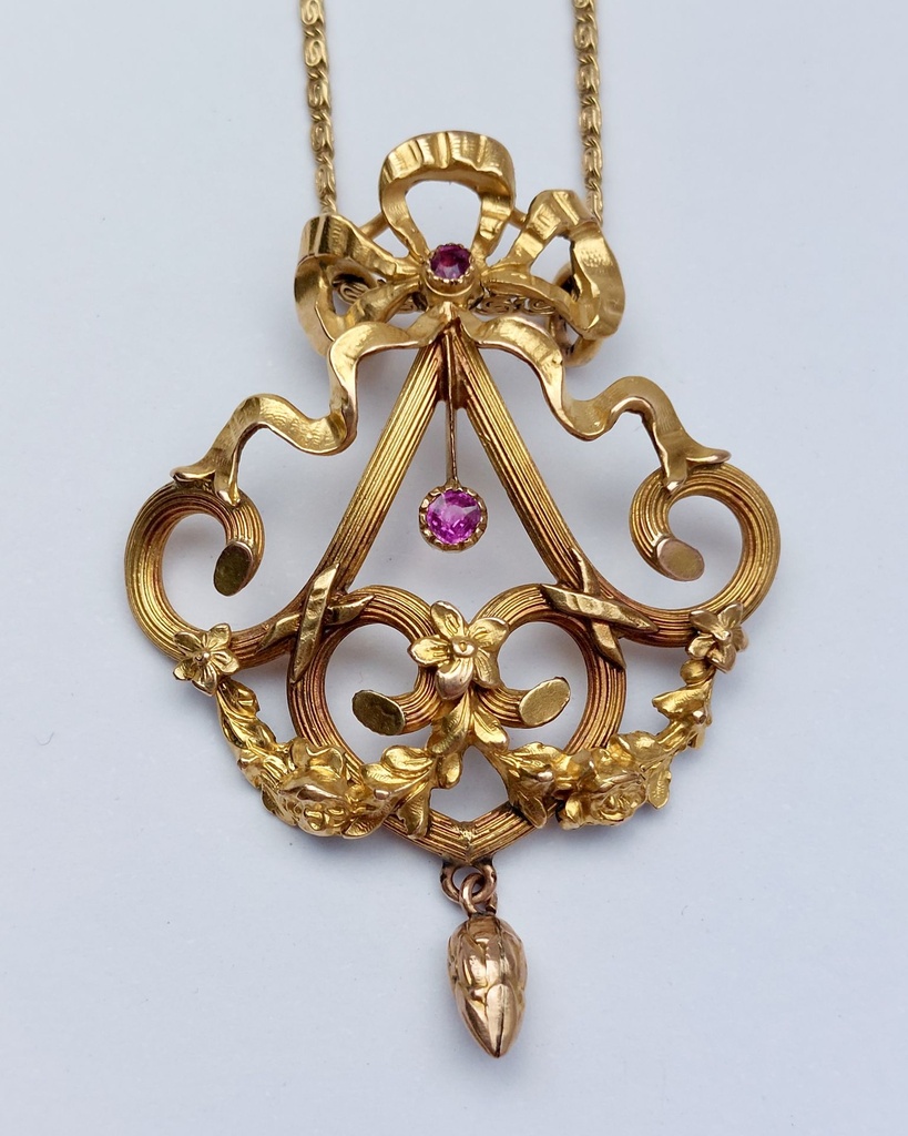 Art Nouveau French pendant in FIX with bow and drop