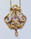 Art Nouveau French pendant in FIX with bow and drop