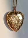 Edwardian heart locket with foliage engravings