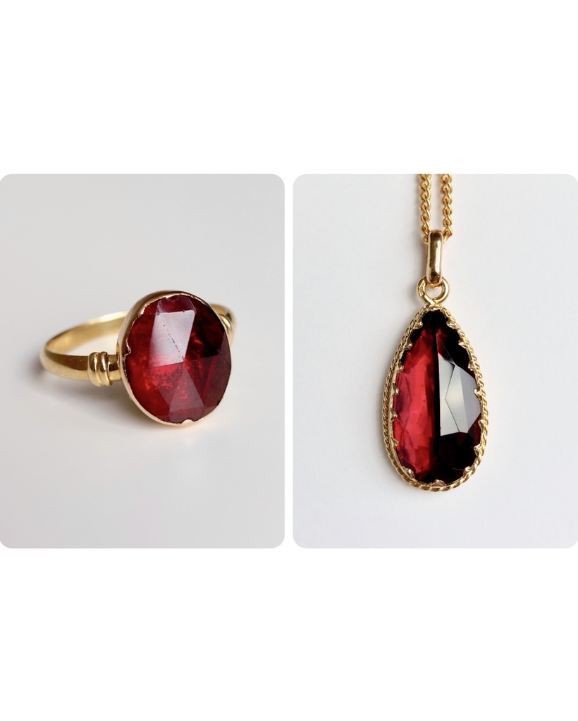 Layaway payment #1 - Antique Perpignan garnet ring & pendant