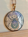 Number 22 - Halloween pendant with a spider and pumpkin in rose gold