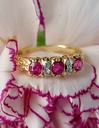 Antique 18k Gold Band with Diamonds and Rubies
