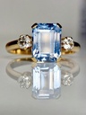 Vintage 18k Gold Trilogy Ring with a Blue Spinel and White Sapphires